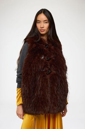 Ganni Vest in Alternative Fur - Size 34 Brown