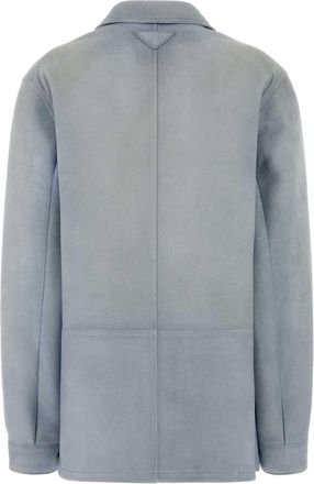 Prada Womens Light-Blue Suede Jacket Cielo Exterior: Lamb Giacche Pelle