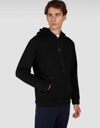 Paul & Shark Mens Paul & Shark Leather Badge Tech Hoodie - Black - Size: 38