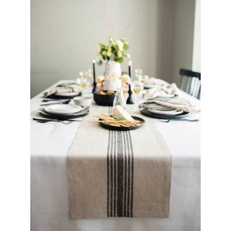 Solino Home Linen Table Runner for Dining Table, Holiday and Everyday Table Decor - Farmhouse in Black And Natural at Nordstrom, Size Xx-Large