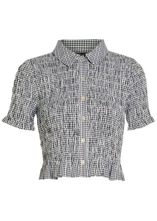Rails Alton Smocked Gingham Cotton-poplin Shirt - Black - S (UK8-10 / S)