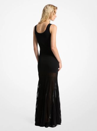 Michael Kors Stretch Viscose Blend Sheer Maxi Dress