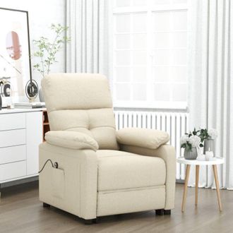 vidaXL Sill&oacute;n Reclinable El&eacute;ctrico De Tela Crema Vidaxl