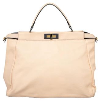 Fendi Tweedehands leren handtassen - Dames - Vintage Handtas - Beige - ONE Size - Leer - Vintage