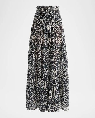 Ulla Johnson Lucca Smocked Strapless Midi Dress