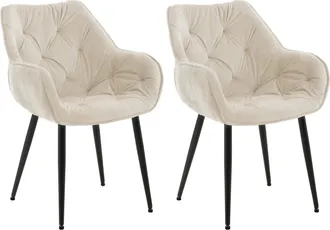 Clp Clp - Set De 2 Sillas De Comedor Tanna En Terciopelo Crema