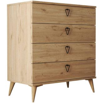 Dmora Cassettiera Paula, 4 Cassetti, Apertura Scorrevole, Chiusura Scorrevole, 80x45x91h cm Marrone Quercia