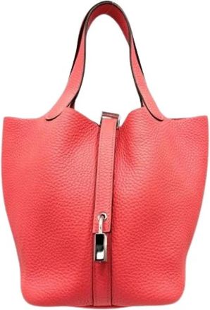 Herm&egrave;s Pre-owned Vintage Bucket Bag - Dames - Vintage Tas - Rood - ONE Size - Leer - Vintage