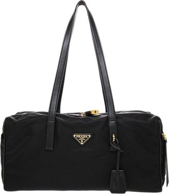 Prada Large Re-Nylon & Leather Top Handle Luggage Bag