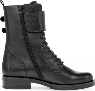 Gabor Zwarte leren halfhoge veterlaarzen - Dames - Veterlaarzen - Zwart - 37 EU - Leer - Schoenen
