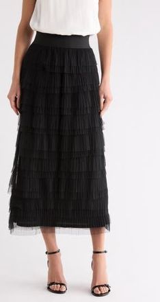 Matty M Tiered Tulle Skirt in Black at Nordstrom Rack, Size X-Small
