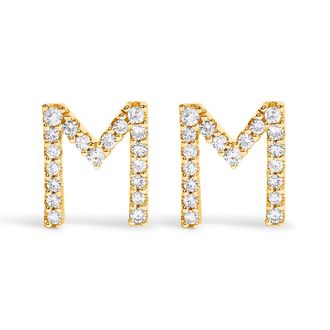 House of Brilliance 10K Gold 1/10 Cttw Diamond Initial A to Z Stud Earring