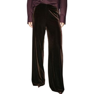 Mango Wide Leg Velvet Pants in Brown at Nordstrom Rack, Size Small