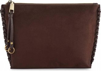 Shiraleah Piper Zip Pouch In Chocolate Suede