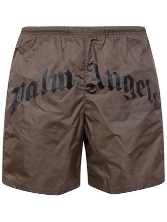 Palm Angels Costume Curved Logo Swimshort