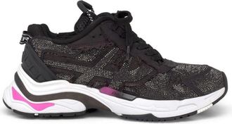 Ash Lace-Up Sneakers met Gedetailleerde Afwerking - Dames - Sneakers - Zwart - 39 EU - Leer - Schoenen