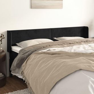 vidaXL Cabecero De Terciopelo Negro 163x16x78/88 Cm Vidaxl