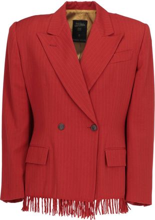 Jean Paul Gaultier 1990s fringed blazer - women - Wool/Acetate - 44 - Red