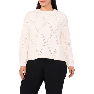 Halogen High-Low Crewneck Sweater in New Ivory at Nordstrom Rack, Size 3 X