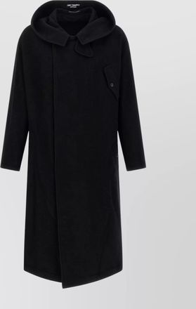 Yohji Yamamoto belted hooded coat featuring button detail
