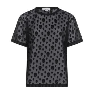 Alexander McQueen Black Skull Print T-Shirt - female - Alexander McQueen - T-Shirts - Black - S - Tops