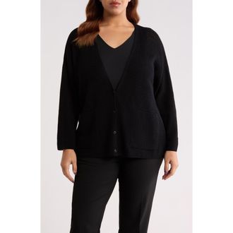 Eileen Fisher V-Neck Cardigan in Black at Nordstrom, Size 1 X
