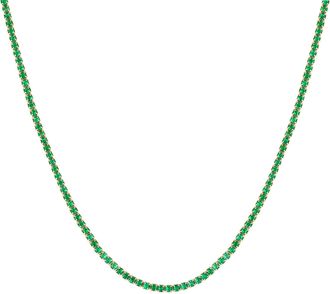 Seol + Gold Womens 18ct Gold Plated Emerald CZ Tennis Choker - Silver