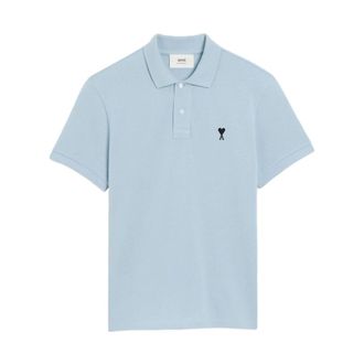 Ami Clear Blue Silk & Nylon T-shirts - male - Ami Paris - Polo Shirts - Blue - L - Tops