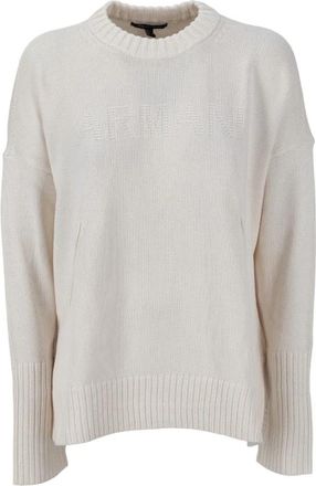 A|X Armani Exchange Oversized Trui met Ronde Hals - Dames - Ronde hals truien - Wit - XS - Katoen - Truien & Vesten