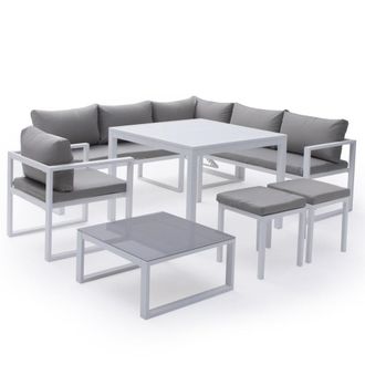 Happy Garden Conjunto de muebles de jard&iacute;n de 7 plazas gris - aluminio antracita
