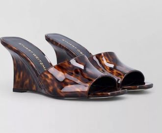 Stuart Weitzman vinnie peep toe wedge mule tortoiseshell