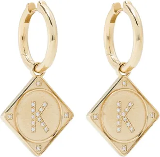 Lauren Rubinski 14K yellow gold Bruno diamond single earring - women - 14kt Yellow Gold/Crystal - One Size