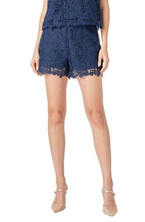 endless rose Deco Lace High Waist Shorts in Navy at Nordstrom, Size X-Small