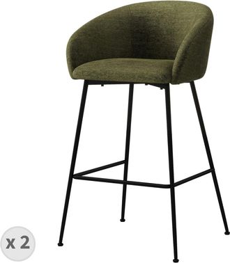 Moloo Silla de bar de tela verde (x2)