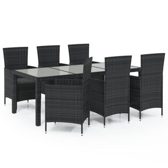 vidaXL Juego De Comedor De Jard&iacute;n 7 Piezas Rat&aacute;n Sint&eacute;tico Negro Vidaxl