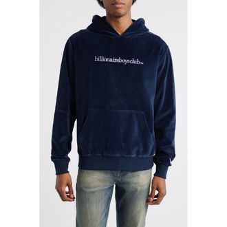 Billionaire Boys Club BB Mission Logo Embroidered Velour Hoodie in Navy Blazer at Nordstrom, Size X-Large