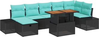 vidaXL Conjunto De Sof&aacute;s De Jard&iacute;n 8 Uds. Negro Rat&aacute;n Sint&eacute;tico Vidaxl