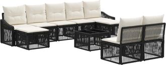 vidaXL Conjunto De Sof&aacute;s De Jard&iacute;n 10 Uds. Negro Rat&aacute;n Sint&eacute;tico Vidaxl