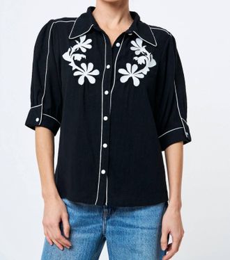 Ciebon Unna Embroidered Button Down In Black
