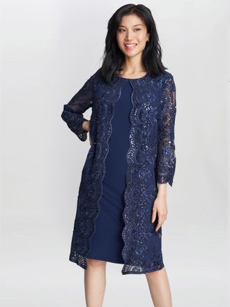 Gina Bacconi Womens Yasmina Mock Jacket Dress - Navy - Size 12 UK