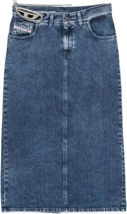 Diesel Denim Midi Rok - Dames - Spijkerrokken - Blauw - W27 - Denim - Rokken