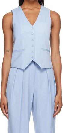 Staud Brett Button Down Vest In Blue