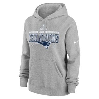 Nike New England Patriots 2026 AFC Champions Trophy Collection Club Nike Womens NFL Pullover Hoodie in Grey | 00Z506G8KZ-5YL