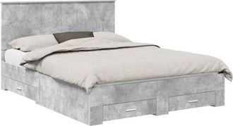 vidaXL Estructura De Cama Con Cabecera Gris Concreto 150 X 200 Cm Vidaxl