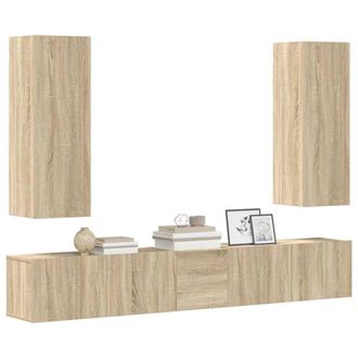 Berkfield Home Classic 5 Piece TV Cabinet Set Sonoma Oak Engineered Wood in Light Oak