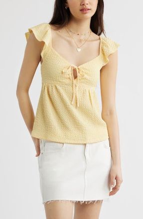 BP. Flutter Sleeve Top in Yellow Begonia at Nordstrom, Size Xx-Small