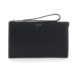 Ferragamo Gancio Embossed - male - Ferragamo - Bags - Black - ONE SIZE - Bags