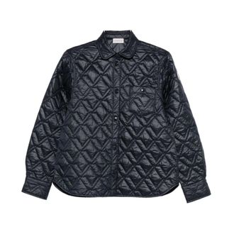 Moncler Winter Jackets, female, Blue, XS, Diamond-Quilted Padded Shirt Jacket
