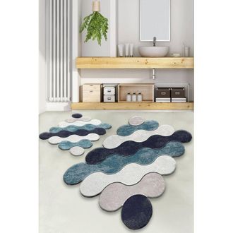 Dmora Alfombra De Ba&ntilde;o Anderson, Lavable A M&aacute;quina, 60x100 Cm Azul