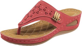 Generic Arch Support Sandals For Women Ladies Shoes Orthopedic For Beach Support Summer 2027 Leisure Home Fashion Item, Herringbone Design Pu Material, Suitab